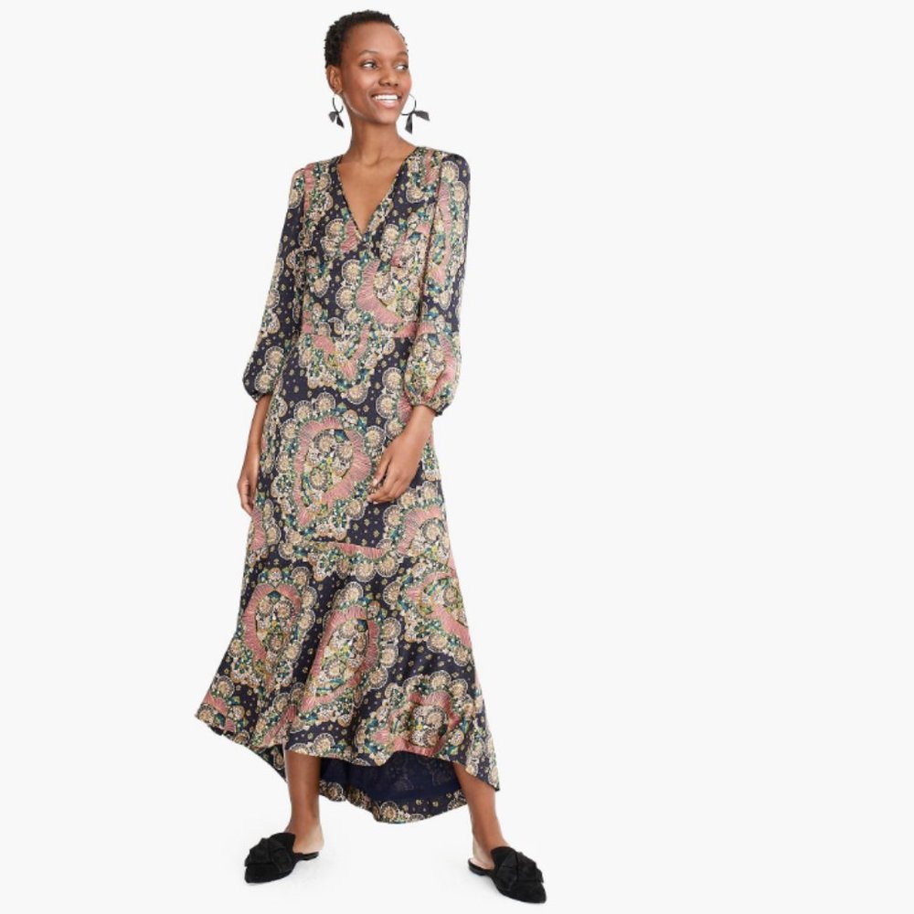 J. Crew Point Sur Long Sleeve Paisley Dress
